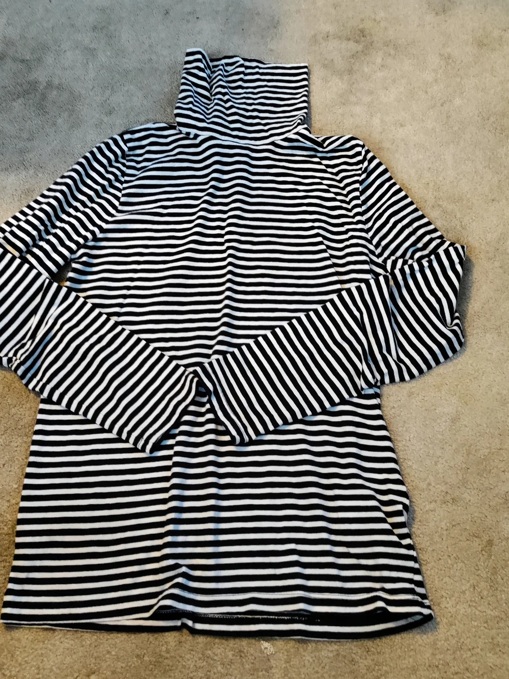 J. Crew Black and White Striped Long Sleeve Turtleneck